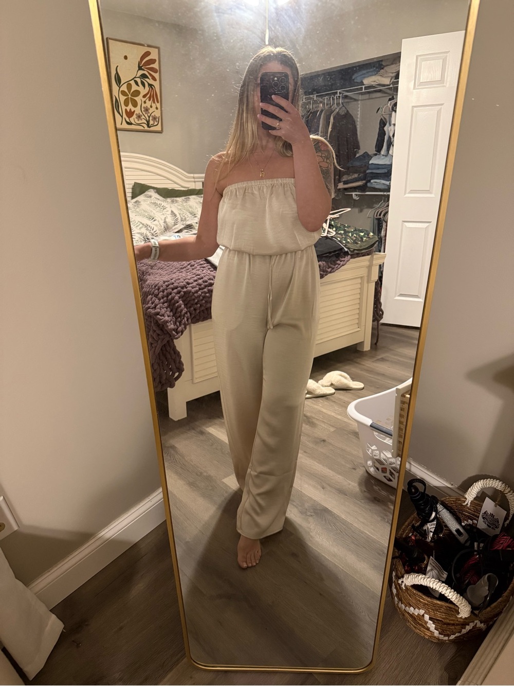 Express Strapless Jumpsuit champagne